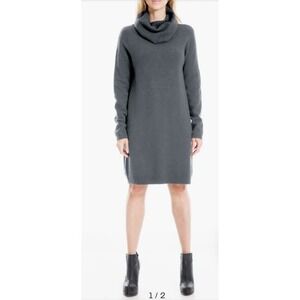 Max Studio Cowl Neck Sweater Dress‎ Long Sleeves Heather Gray Women's Size M NWT